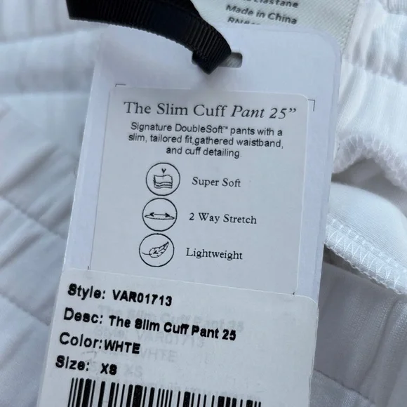 Valley Slim Cuff 25” White Pant, new with tags - Picture 7 of 7